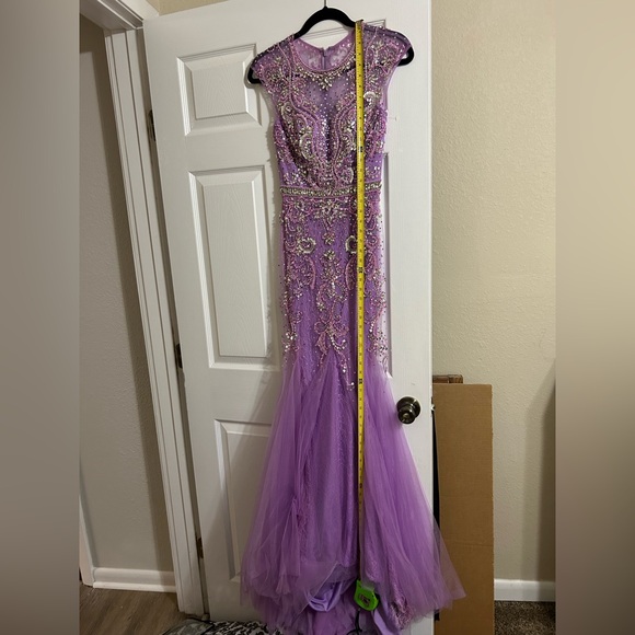 Johnathan Kayne Dress Size 0, Lavender Fitted, Mermaid Style - Picture 6 of 7